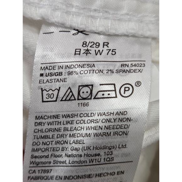 GAP Girlfriend Khaki White Cropped Flat Front Straight Leg Pants Size 8/29 - Picture 3 of 4